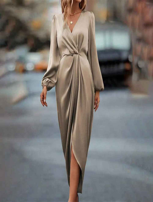 La-Nella Paris Luxe Satin Wrap Dress