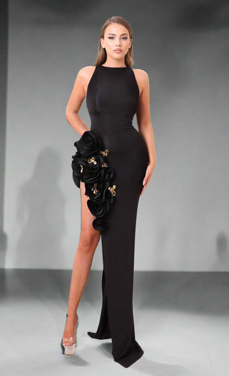 Black Elegance Asymmetric Evening Gown